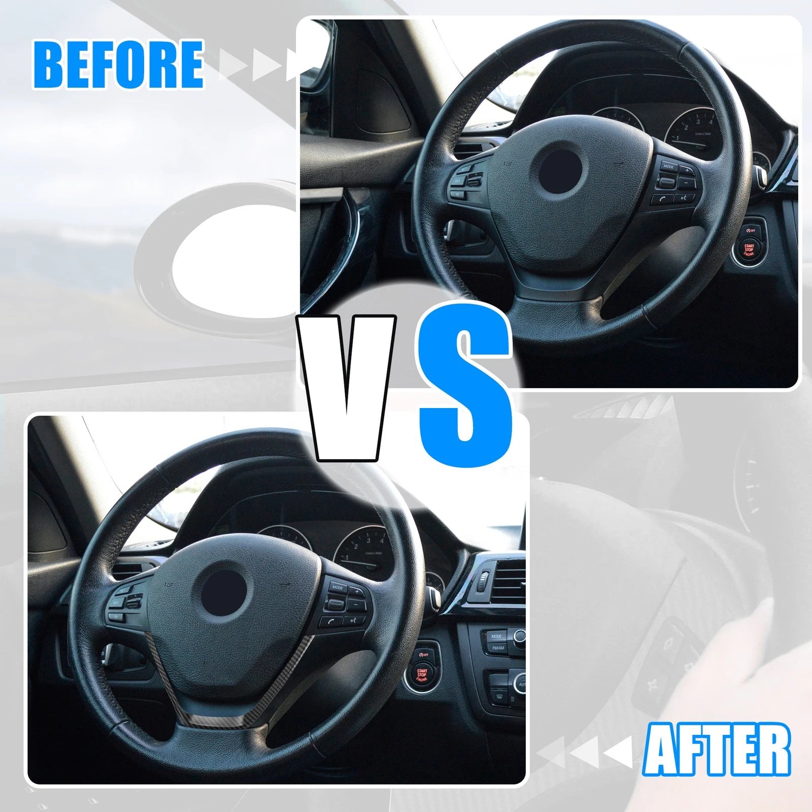 Carbon Fiber Pattern Steering Wheel Covers for BMW 3 Series 