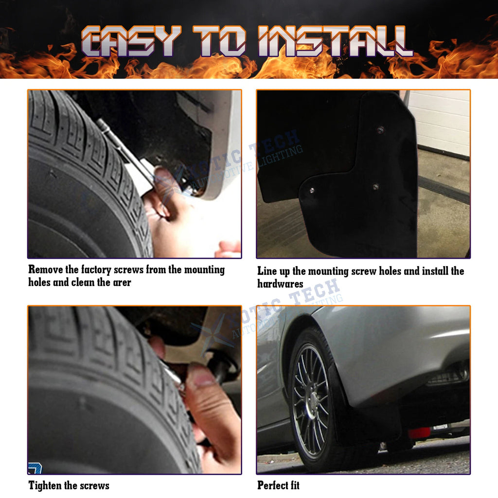 Black Mud Flaps Splash Guards for Honda Civic & Accord (2010-2020)