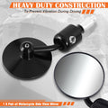 Round Side Mirror Bar-end for Naked Bike Cruiser (Universal)