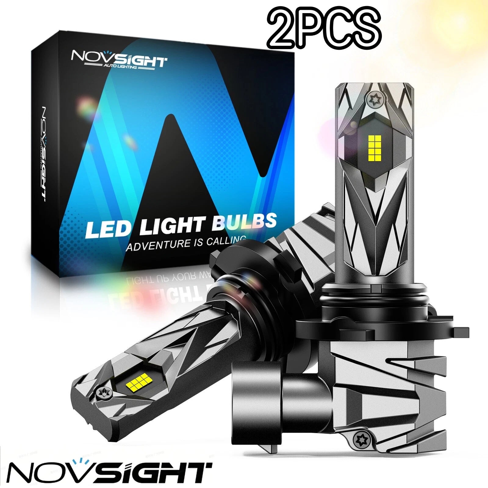 2X NOVSIGHT 9006 LED Headlight Bulbs 6500K 16000LM 60W for