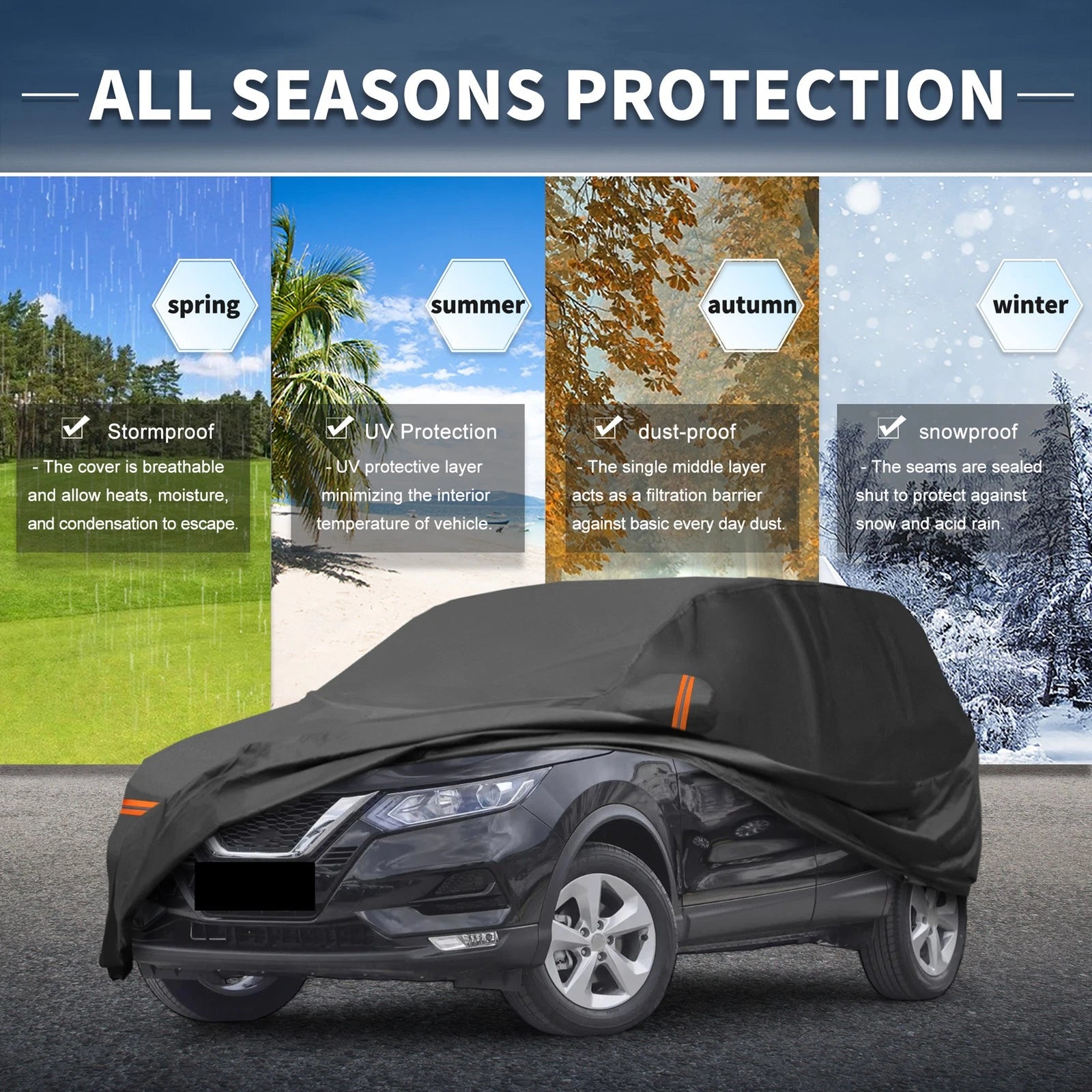 Waterproof Car Cover for Nissan Qashqai (2014–2022) with Zipper