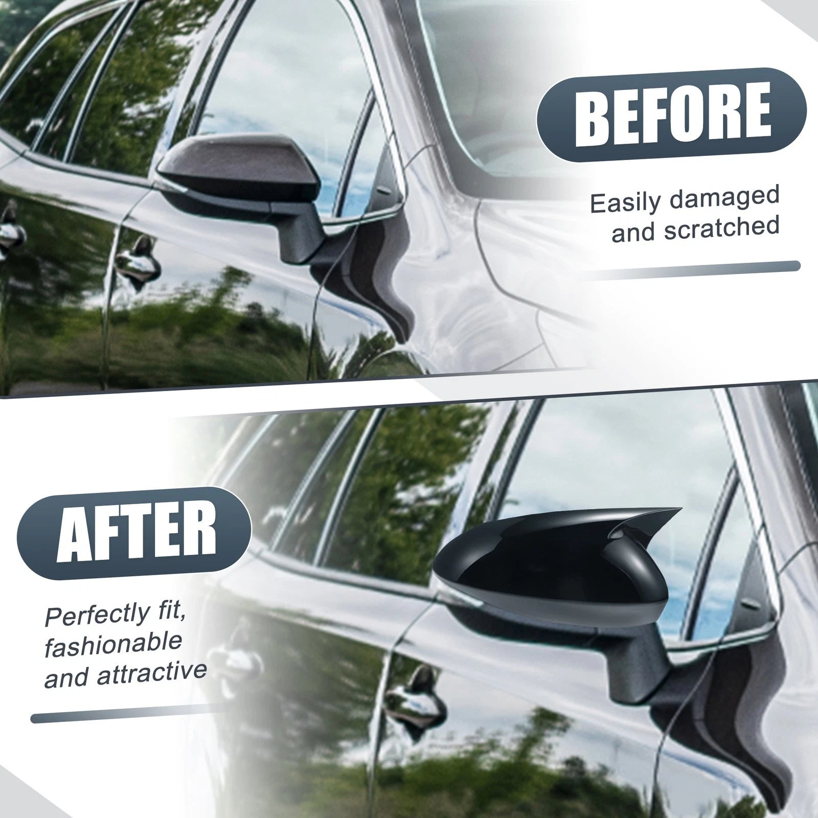 1 Pair Rearview Mirror Cover Overlay Gloss Black for Toyota Corolla (2020–2023)