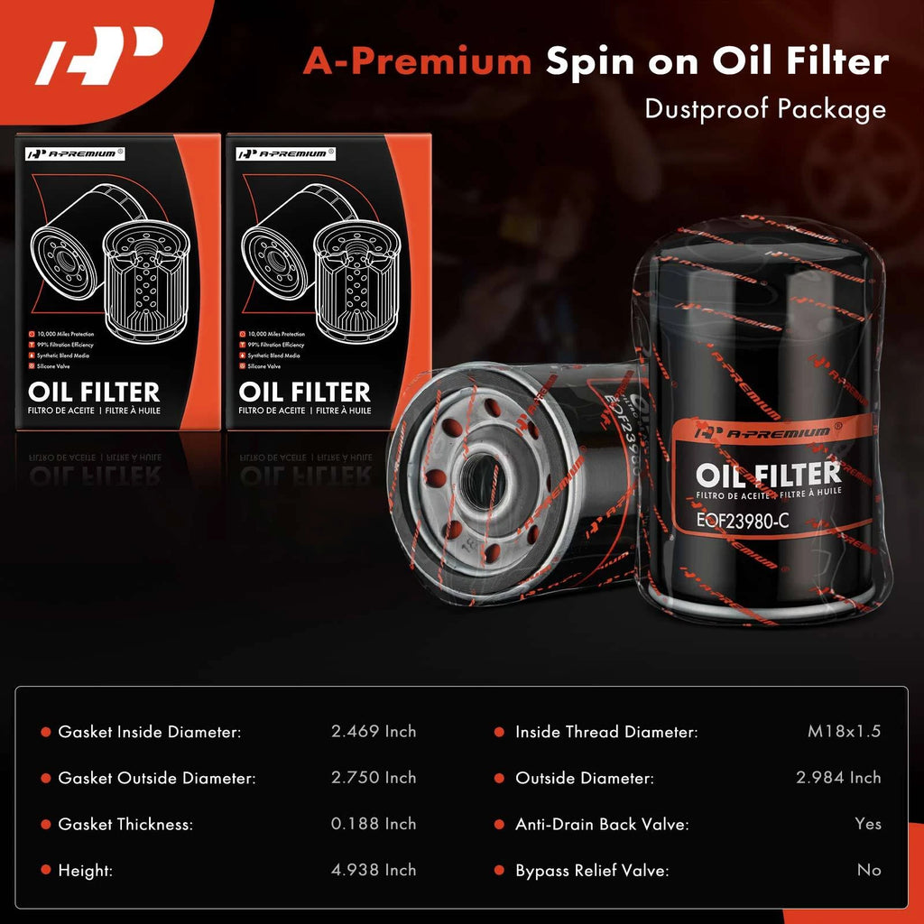 2X Engine Oil Filter for Chevy Silverado 1500 (1999-2001) Malibu (1981-1983)