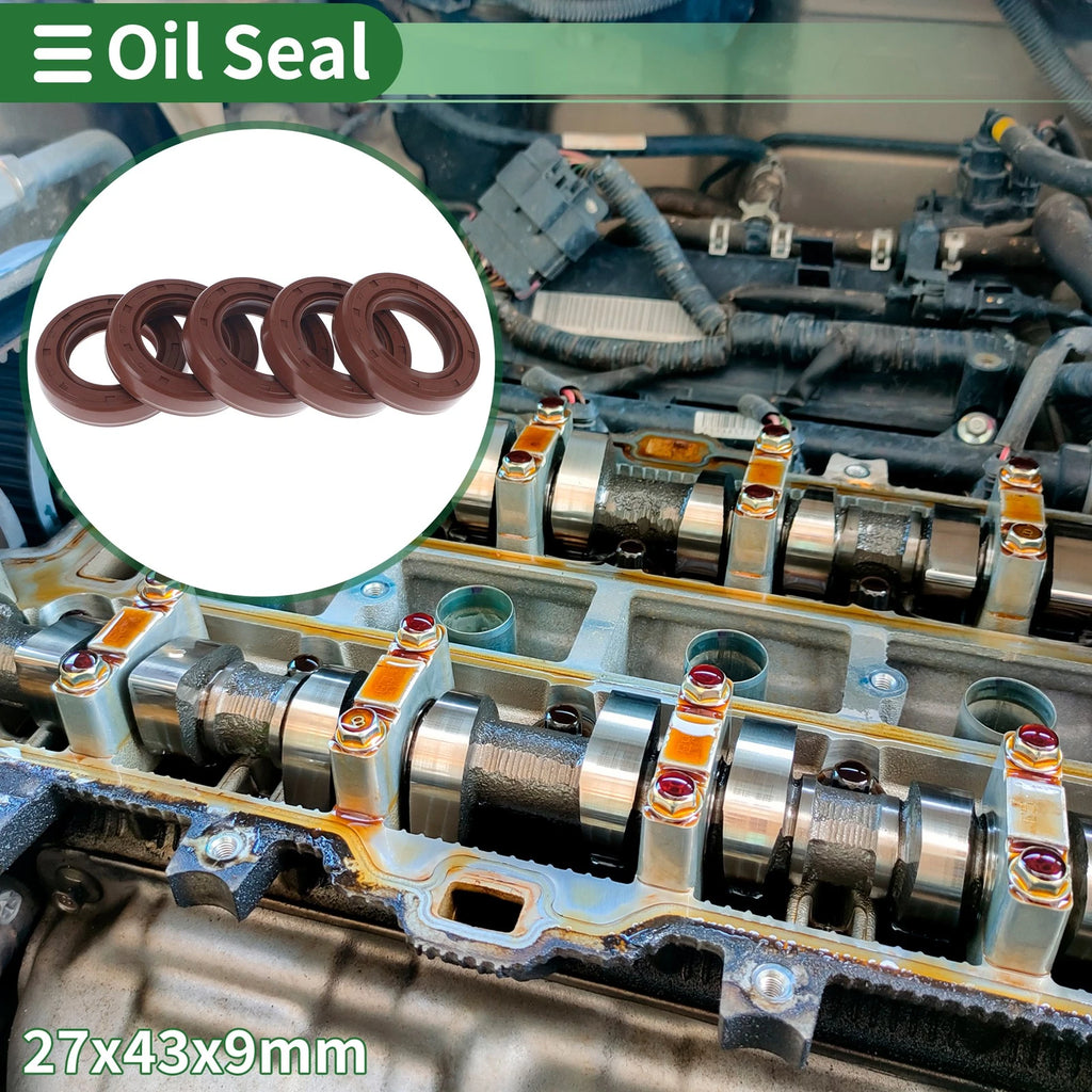 Set of 5 Oil Seal Rotary Shaft Seal FKM Rubber 27x43x9mm