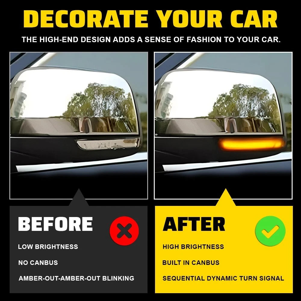 2X LED Dynamic Amber Side Mirror Signal Lights for Dodge Durango (2011–2023)