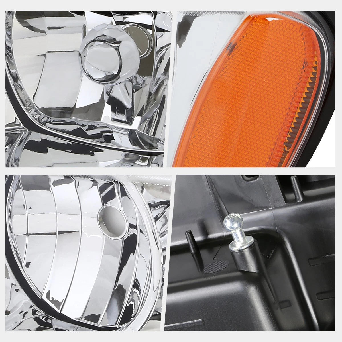 Chrome Housing Headlight & Amber Side Corner Lamp for Jeep Grand Cherokee WJ (1999–2004)