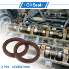 Set of 2 Oil Seal Rotary Shaft Seal FKM Rubber 42x55x7mm