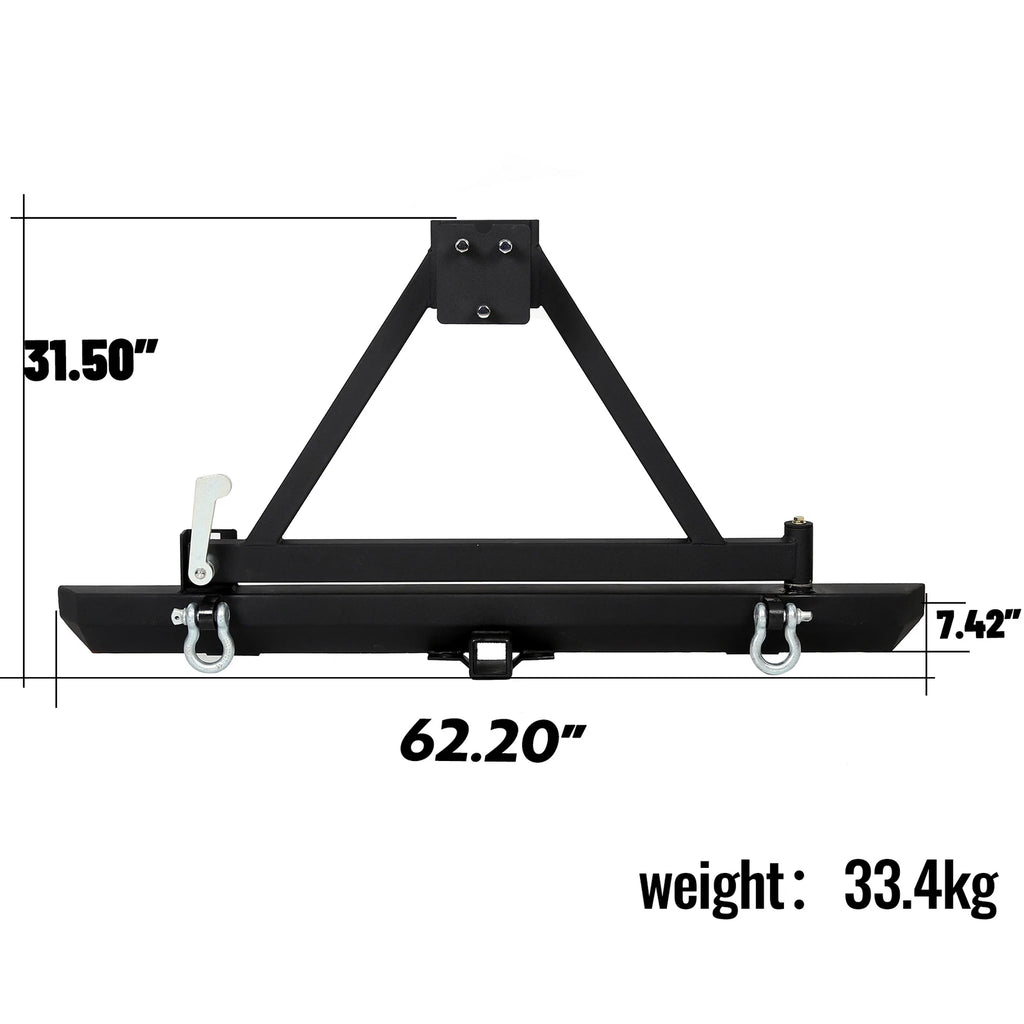 Rear Bumper with Tire Carrier & D-Ring for Jeep Wrangler (1987–2006)