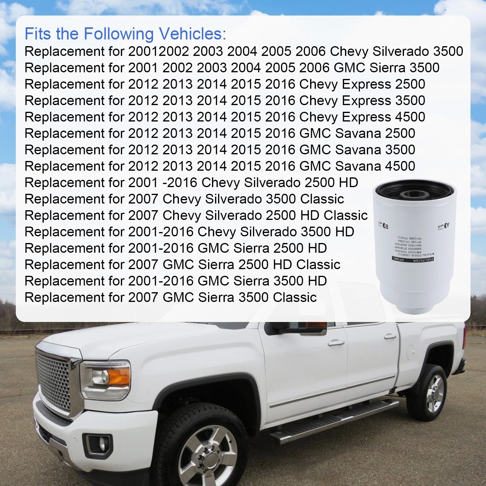 Duramax 6.6L Diesel Fuel Filter for Chevy GMC (2001-2016)