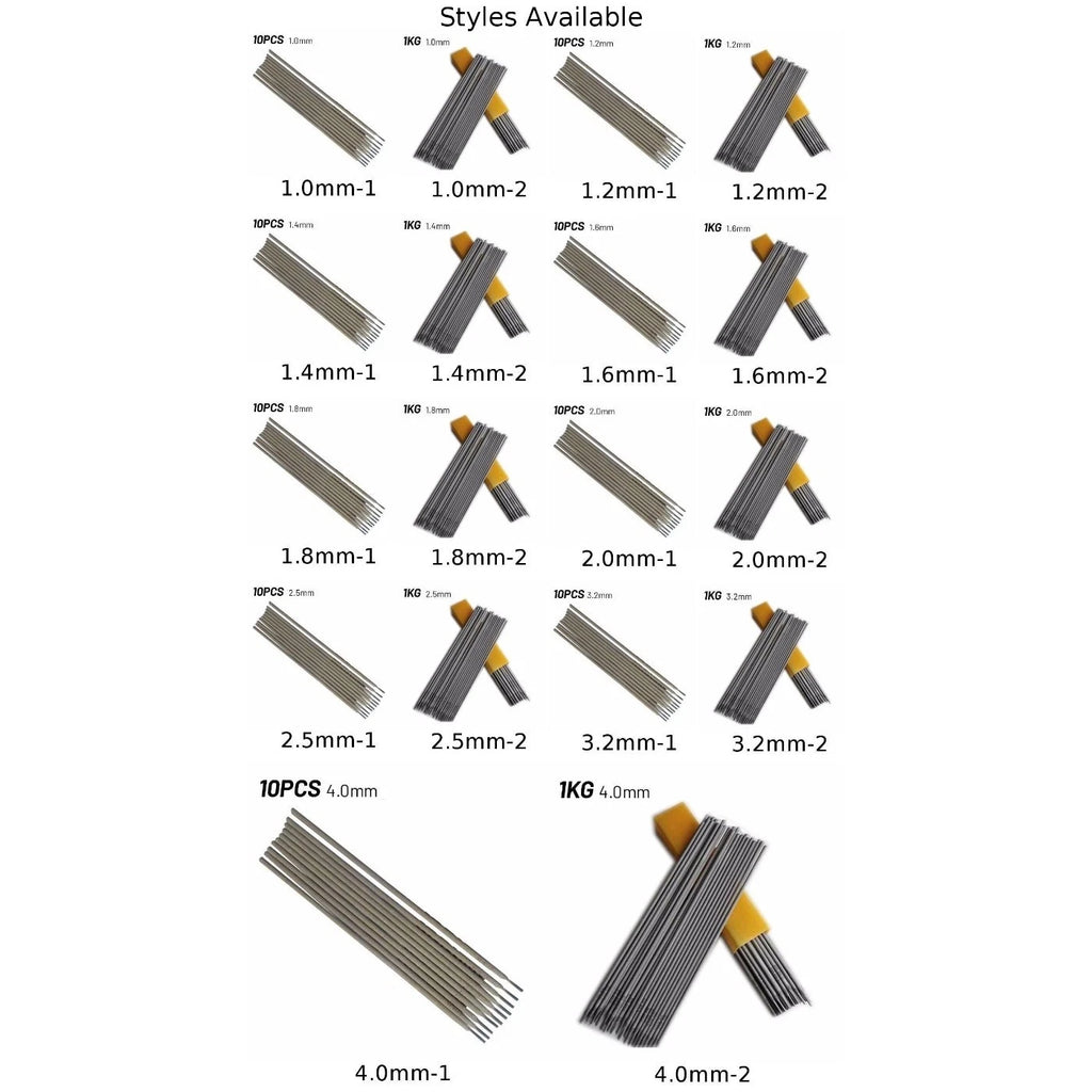 Welding Rod E308-16 for Soldering Kit Tools (1.0mm-4.0mm, Set of 10)