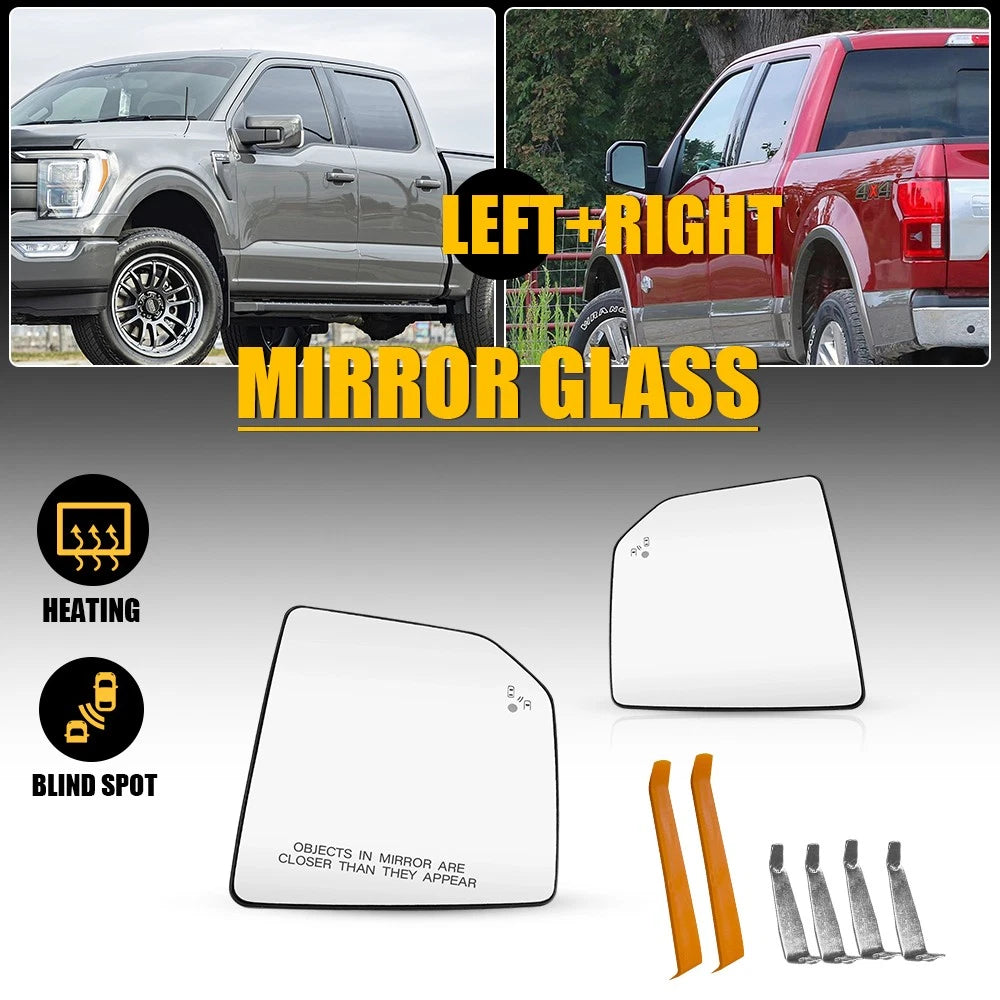 2X Heated Mirror Glass Set for Ford F150 (2015–2020) w/ Blind Spot