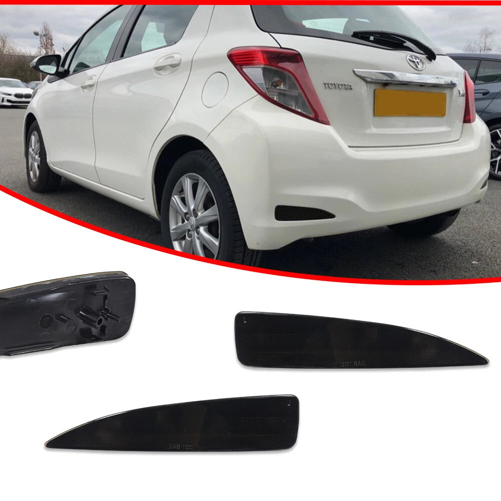 2X Smoked Lens Rear Bumper Reflector Lights for Toyota Yaris (2012–2014)