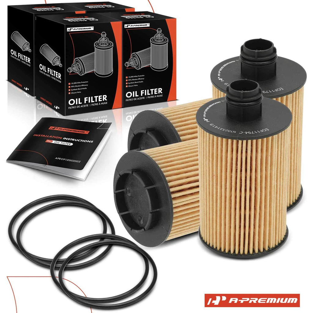 Set of 4 Engine Oil Filters for Jeep Grand Cherokee (2014–2020) Ram 1500 (2014–2018)