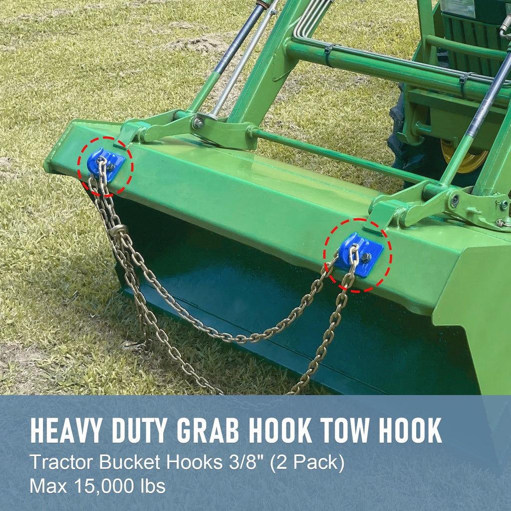 Set of 2 Heavy Duty Bolt-On Grab Hooks for Loader Tractor Bucket