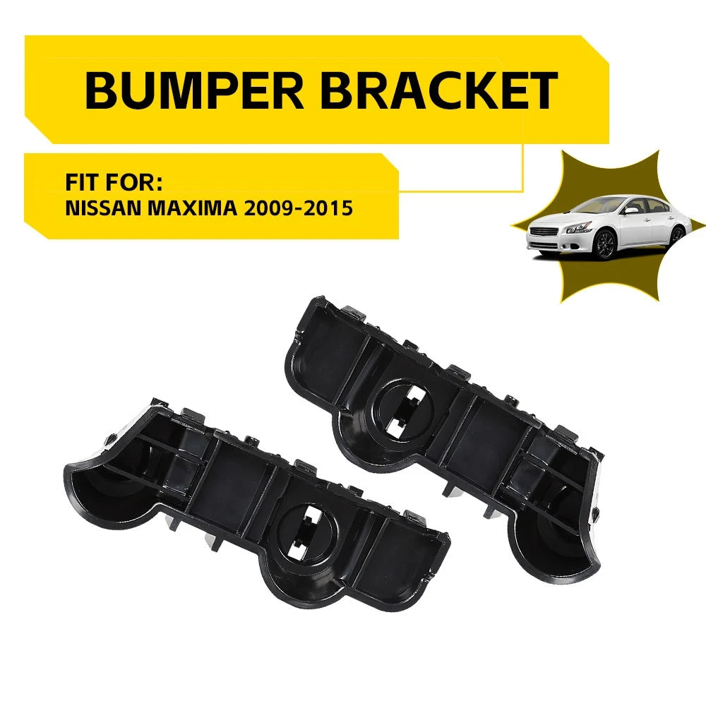 Set of 2 Front Bumper Brackets for Nissan Maxima (2009–2015) Plastic Black