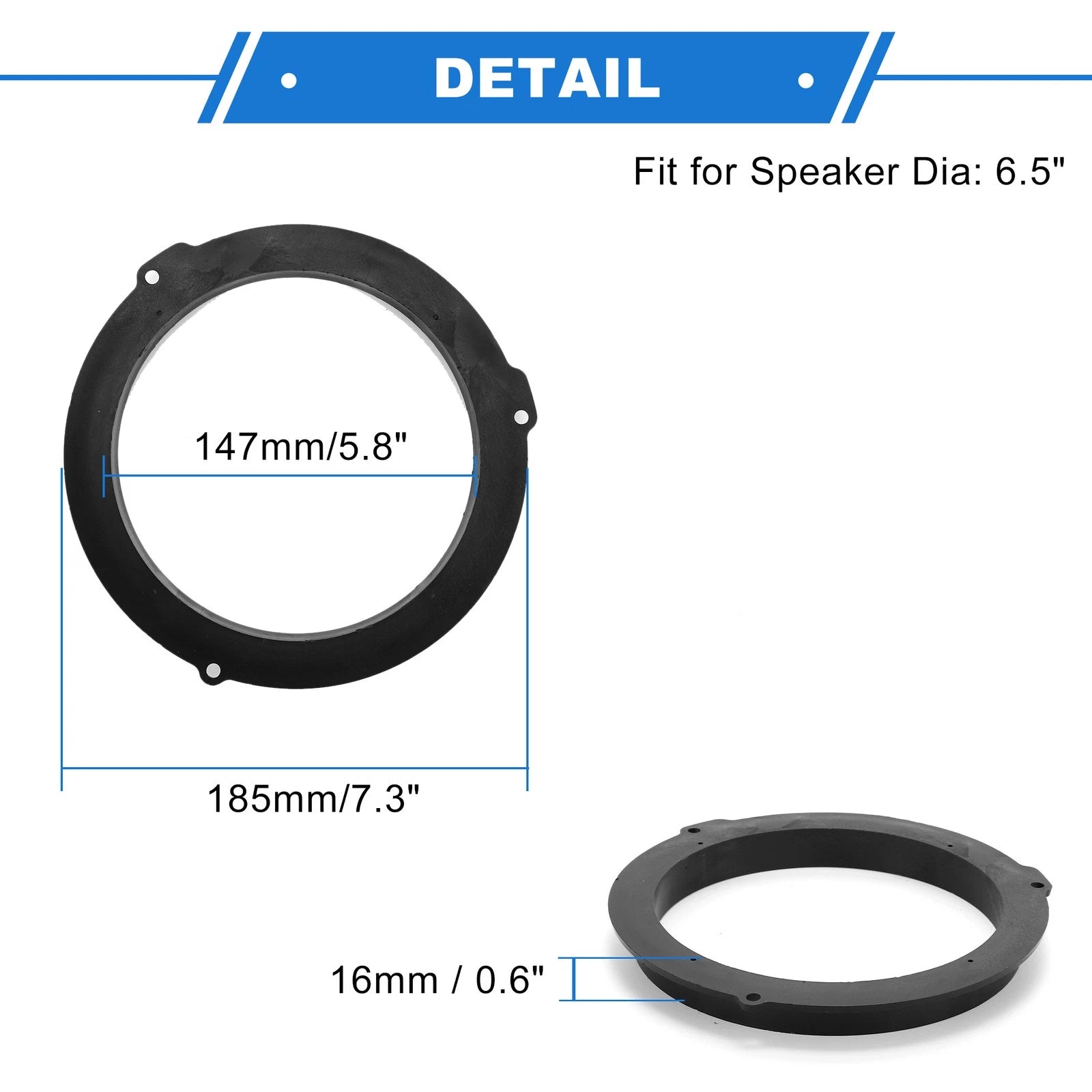 2X Speaker Spacer Ring Adapter for Ford Edge (6.5'' Tweeter)