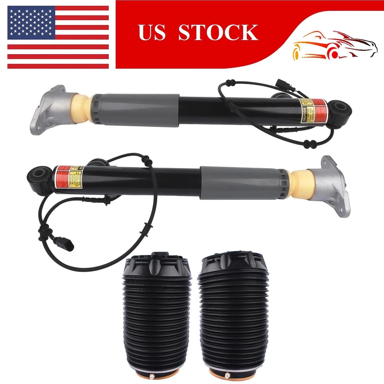 Set of 4 Rear Shock Struts & Air Spring Bags for Hyundai Genesis (2009–2016) Equus (2011–2016)