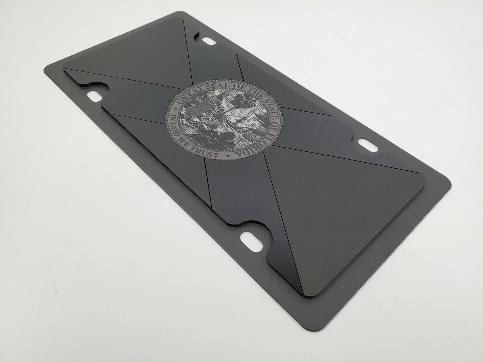 Metal License Plate Tag with Blacked Out Florida Flag for All Vehicles (Any Year)
