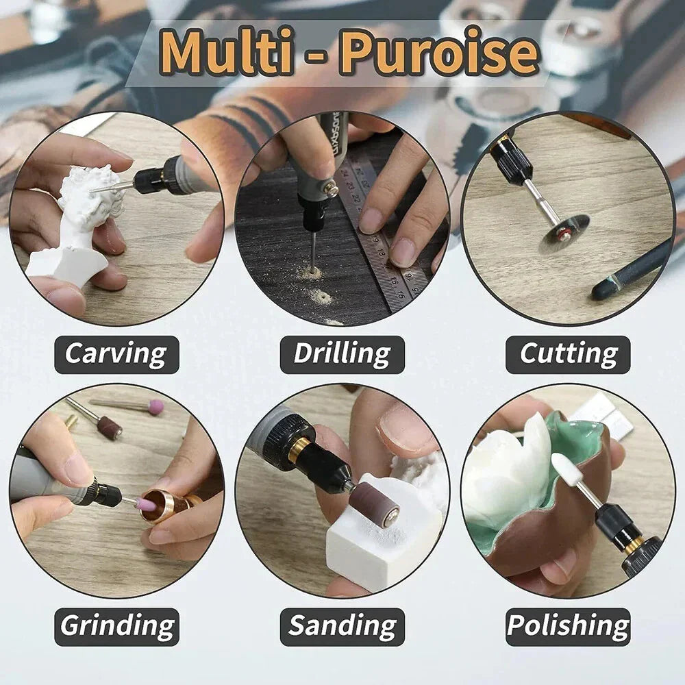 173Pcs Cordless Rotary Tool Kit Adjustable Speed for DIY Drilling Engraving