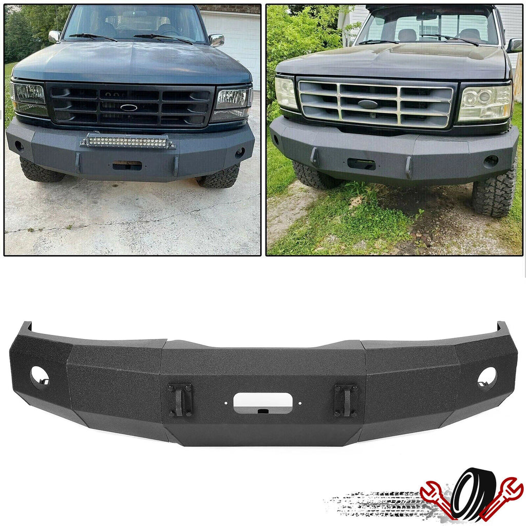 Black Steel Powder Coated Front Bumper for Ford F-150 F-250 F-350 (1992–1996)
