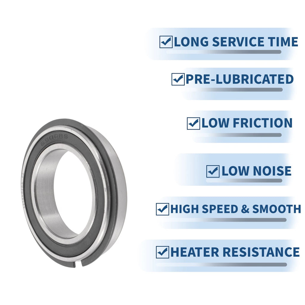 Deep Groove Ball Bearing 6908NR2RS for Scooter Skateboard (40x62x12mm)