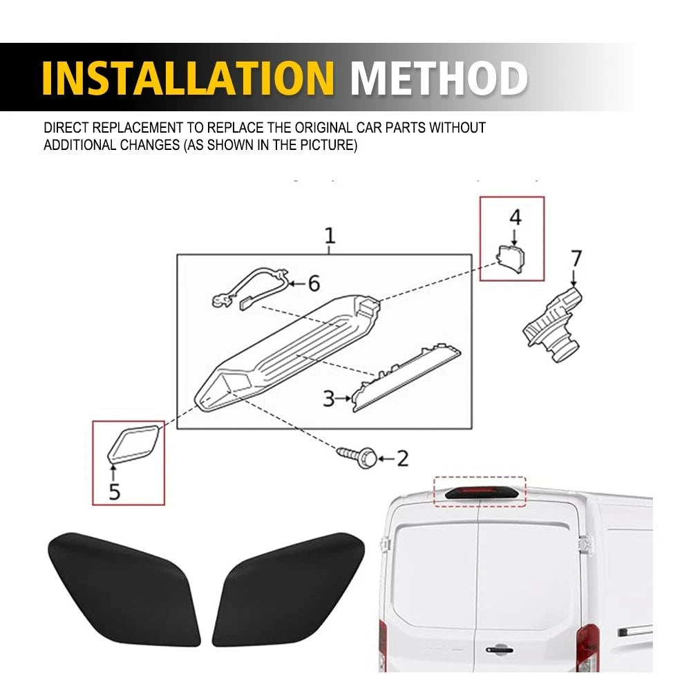 Set of 2 Third Brake Light Trim Covers for Ford Transit (2018â2020)