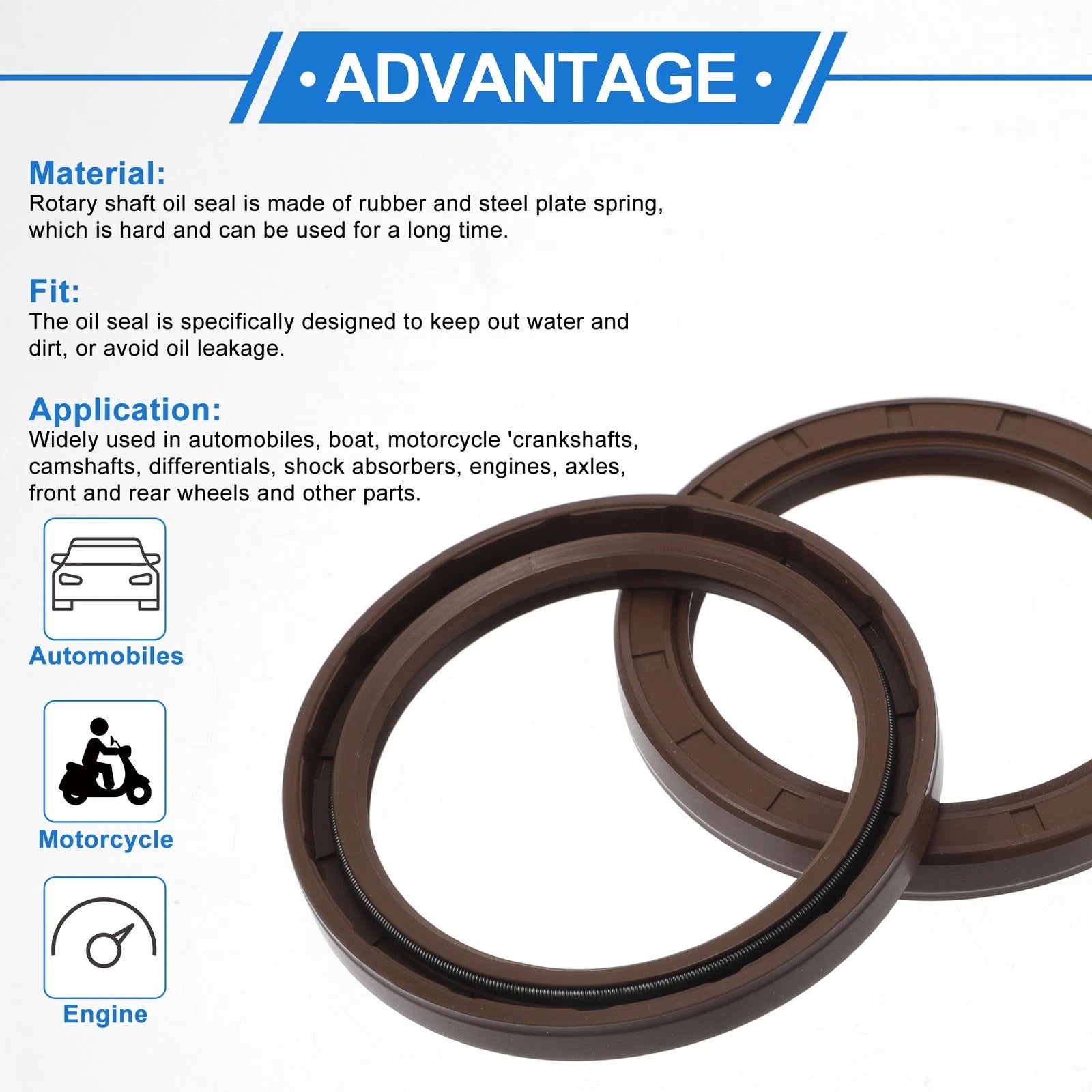 2X Oil Seal Rotary Shaft Seal FKM Rubber 58x75x8mm for Various Models