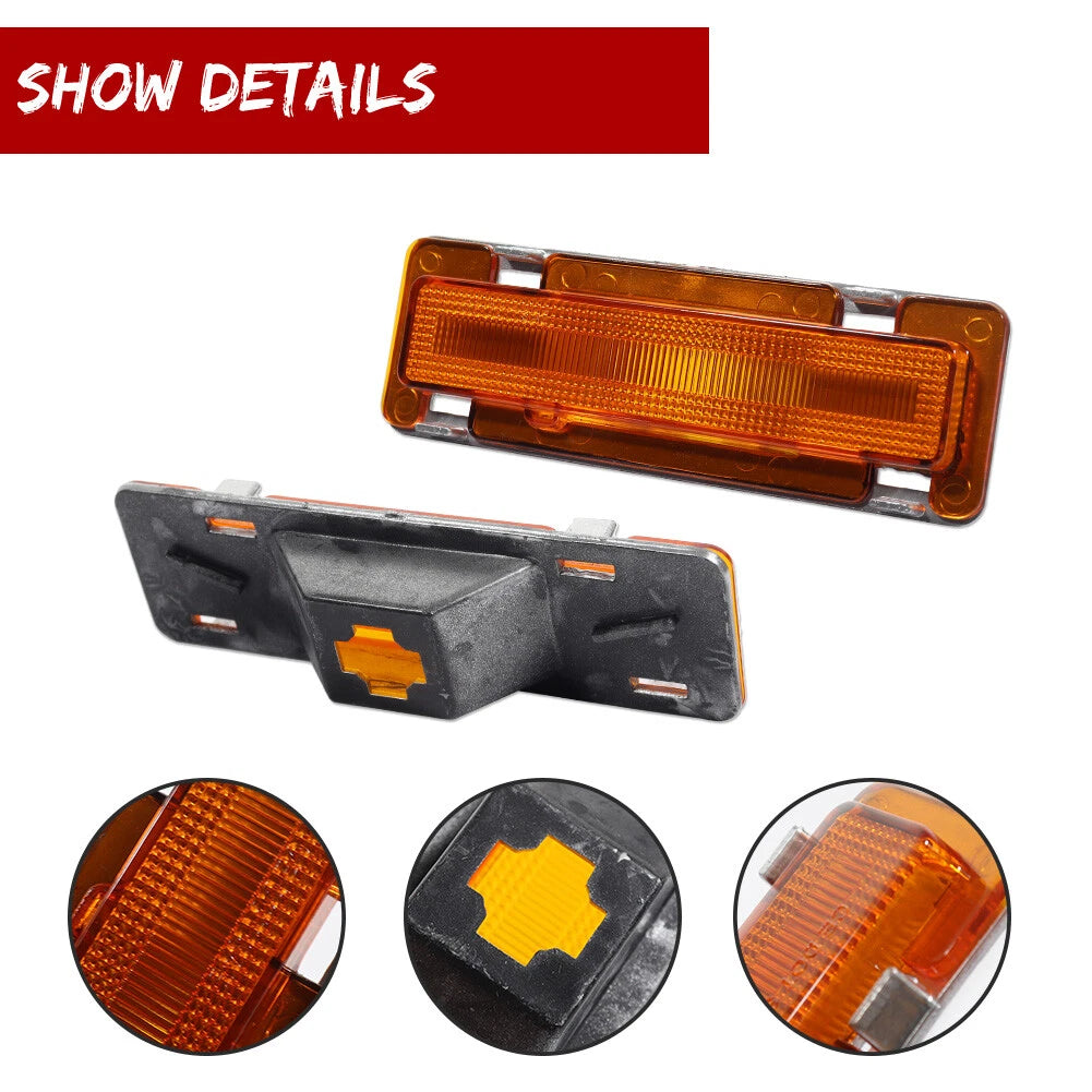 2X Amber Lens Front Side Marker Lights for Chevy Camaro Pontiac Firebird (1982–1992)