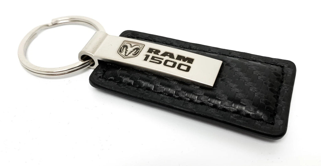 Leather Key Chain Carbon Fiber Style Licensed for Dodge Ram 1500 (2009–2024)