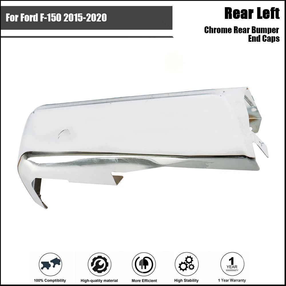Chrome Rear Bumper Ends for Ford F-150 (2015–2020) Left with Sensor Hole
