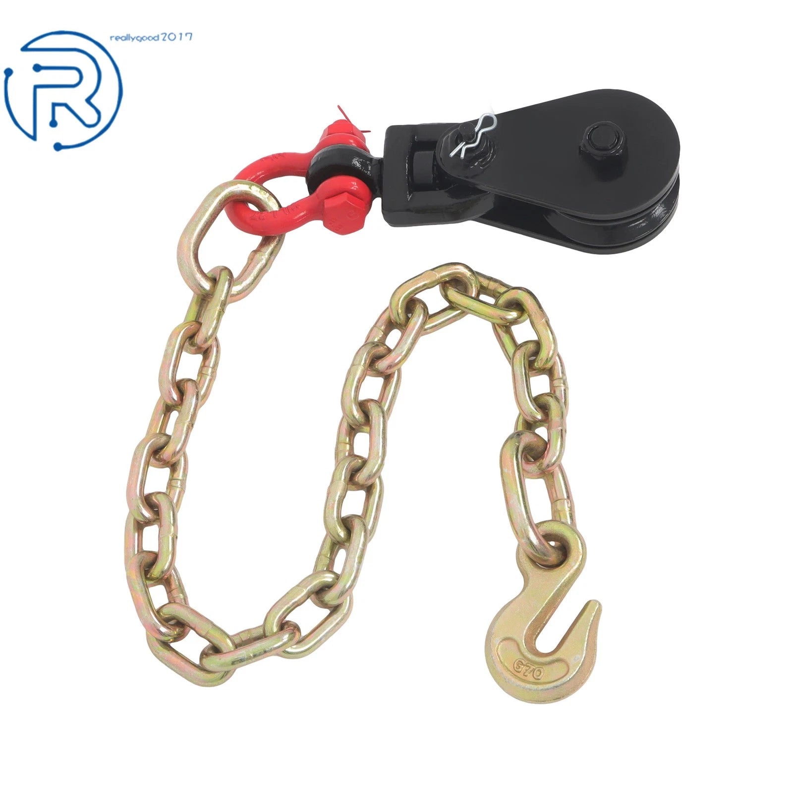2 Tons Snatch Block with G70 Chain 3" Sheave for Towing Rope Winch