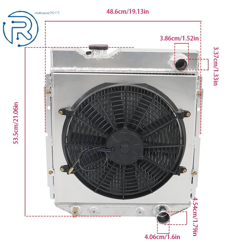 3 Row Aluminum Radiator with Fan Shroud for Ford Mustang Comet Falcon V8 (1963–1966)