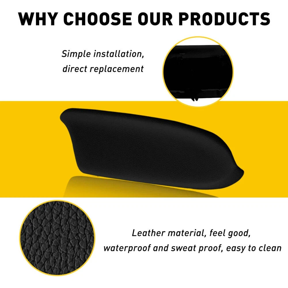 Set of 2 Door Panel Armrests for Honda Accord (2008â2012) Black PU Leather