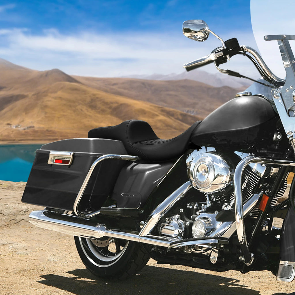 Black Rider Driver Passenger Seat for Harley Touring Road King Glide (2009–2023)