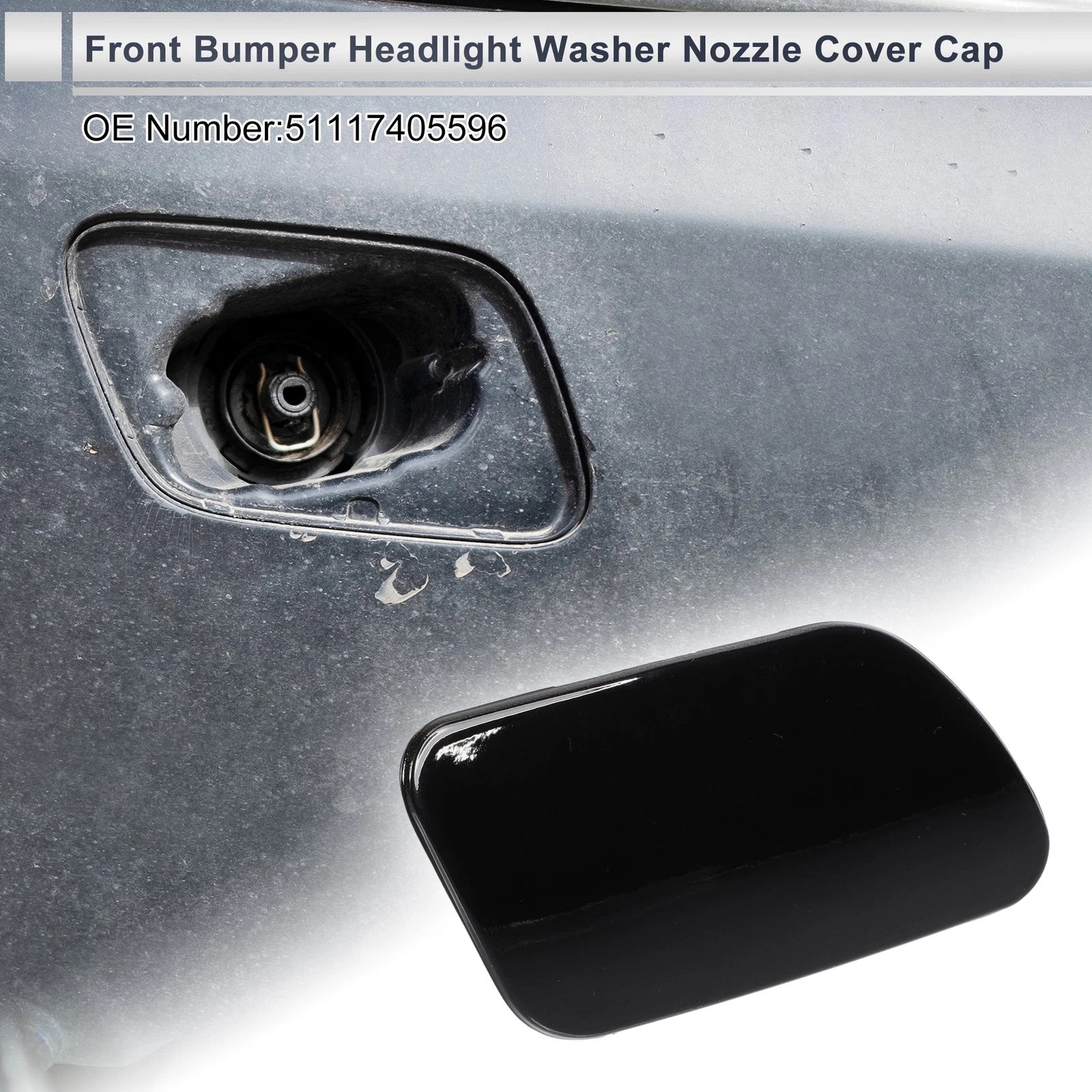 Headlight Washer Nozzle Cover Cap for BMW 740i (2016–2020) - Black
