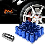 Set of 20 M12X1.5 Blue JDM Open End Bulge Hex Wheel Lug Nuts + Extension 25mmx44mm