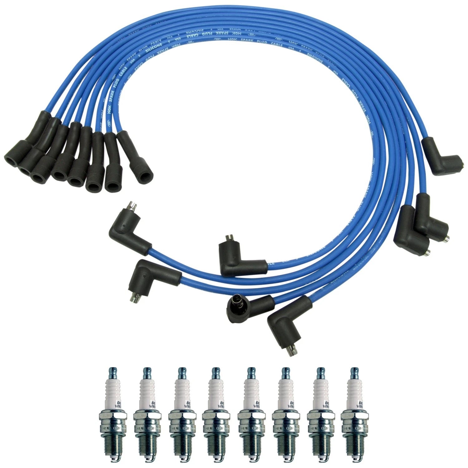 NGK Wire Set & Denso 8 Spark Plugs Kit for Bel Air Biscayne Impala (1958–1965)