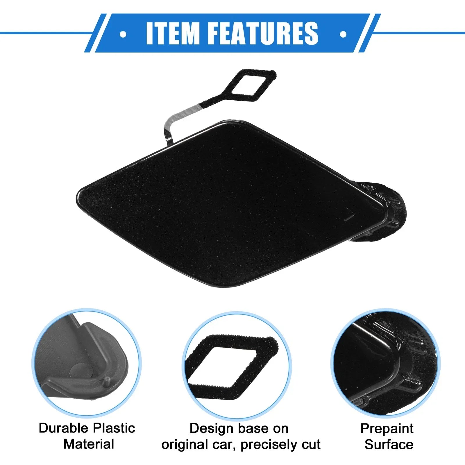 Front Right Tow Hook Eye Hole Cover Plastic Black for BMW 320i (2013-2018)
