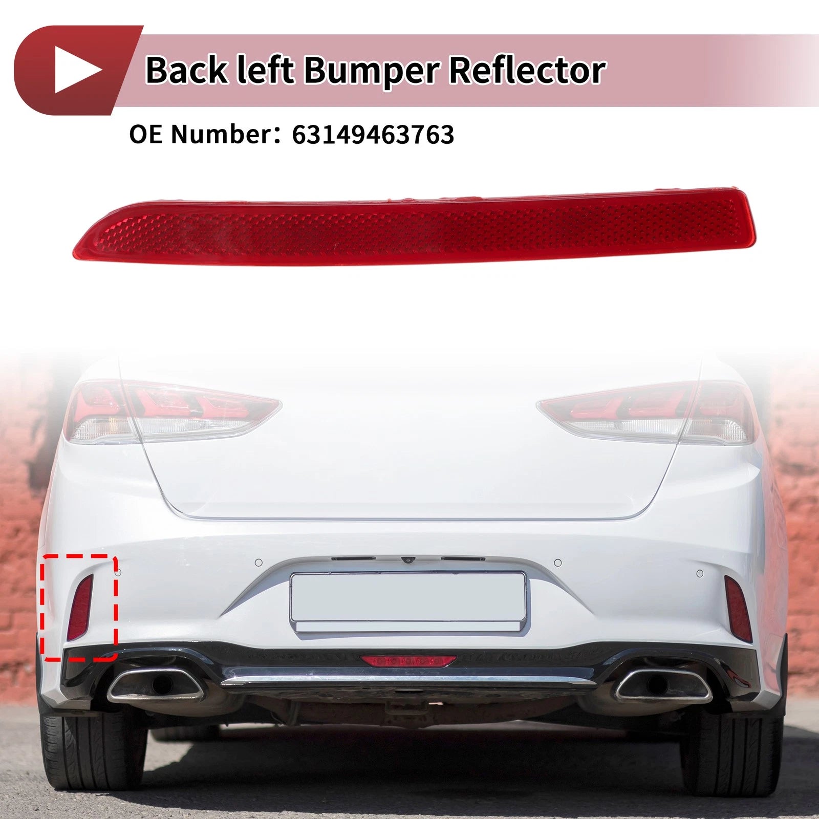 Rear Left Bumper Reflector No. 63149463763 for BMW 530i (2021–2023)