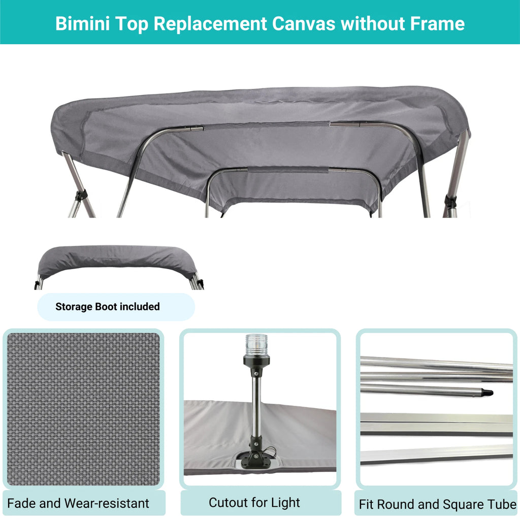 Bimini Top Boat Cover for 4 Bow (Fits 96"L 73"-78"W, 600D)
