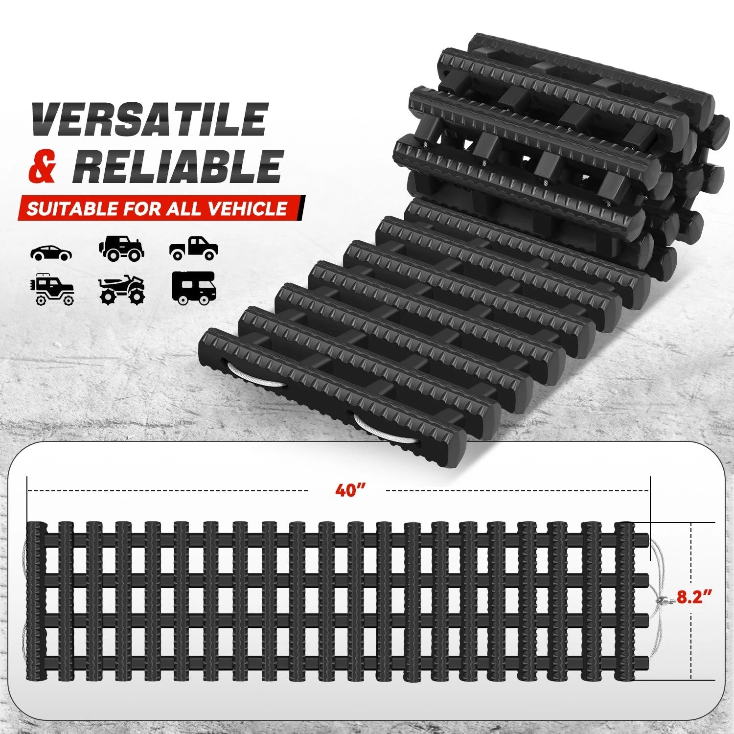 Set of 2 Sand Snow Recovery Traction Tracks Mats for Cars Trucks (40" L)