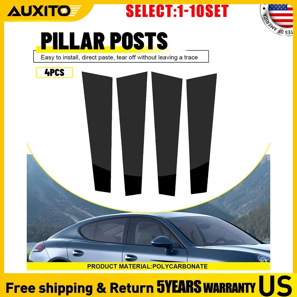 Gloss Black Window Pillar Post Trim Cover for Porsche Panamera (2009–2016) 4-40X