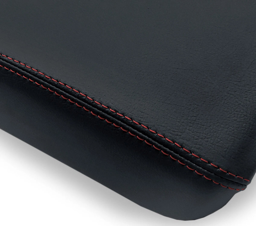 Center Console Lid Armrest for Jeep Wrangler (2018–2020) - PVC Leather, Red Stitch