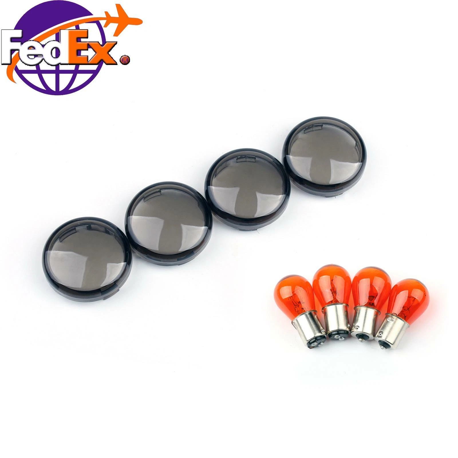 4X Smoke Turn Signal Lens Bulbs for FXDF Softail Dyna Sportsters (2002–Present)