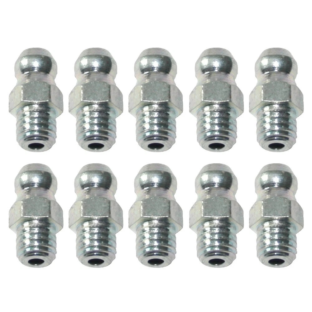 Set of 10 M6x1 Oil Nipples for Lathes - Rounded Design, Zinc Plated