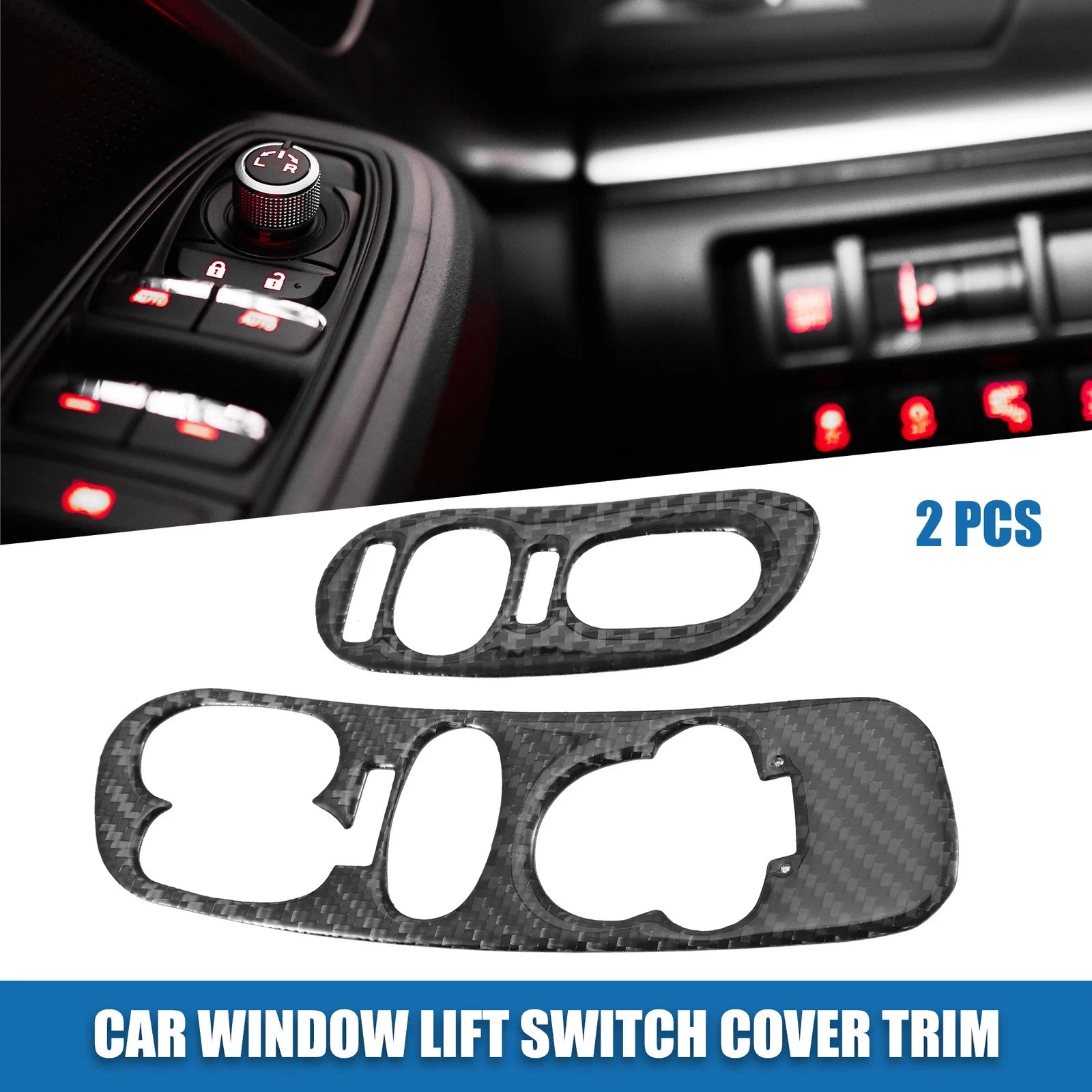Set of 2 Car Window Lift Switch Covers for Chevy Corvette C5 (1998–2004)