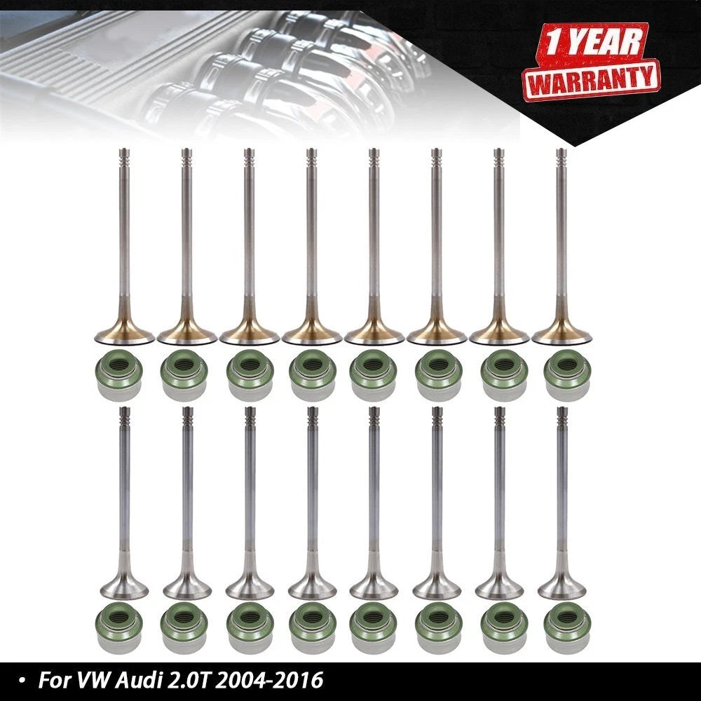 16pc Engine Intake & Exhaust Valves Kit for Audi VW 2.0T (2006â2015)