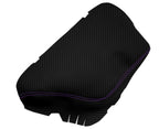 Console Lid Armrest Cover for Dodge Challenger (2015–2020) Carbon Fiber Purple Stitch