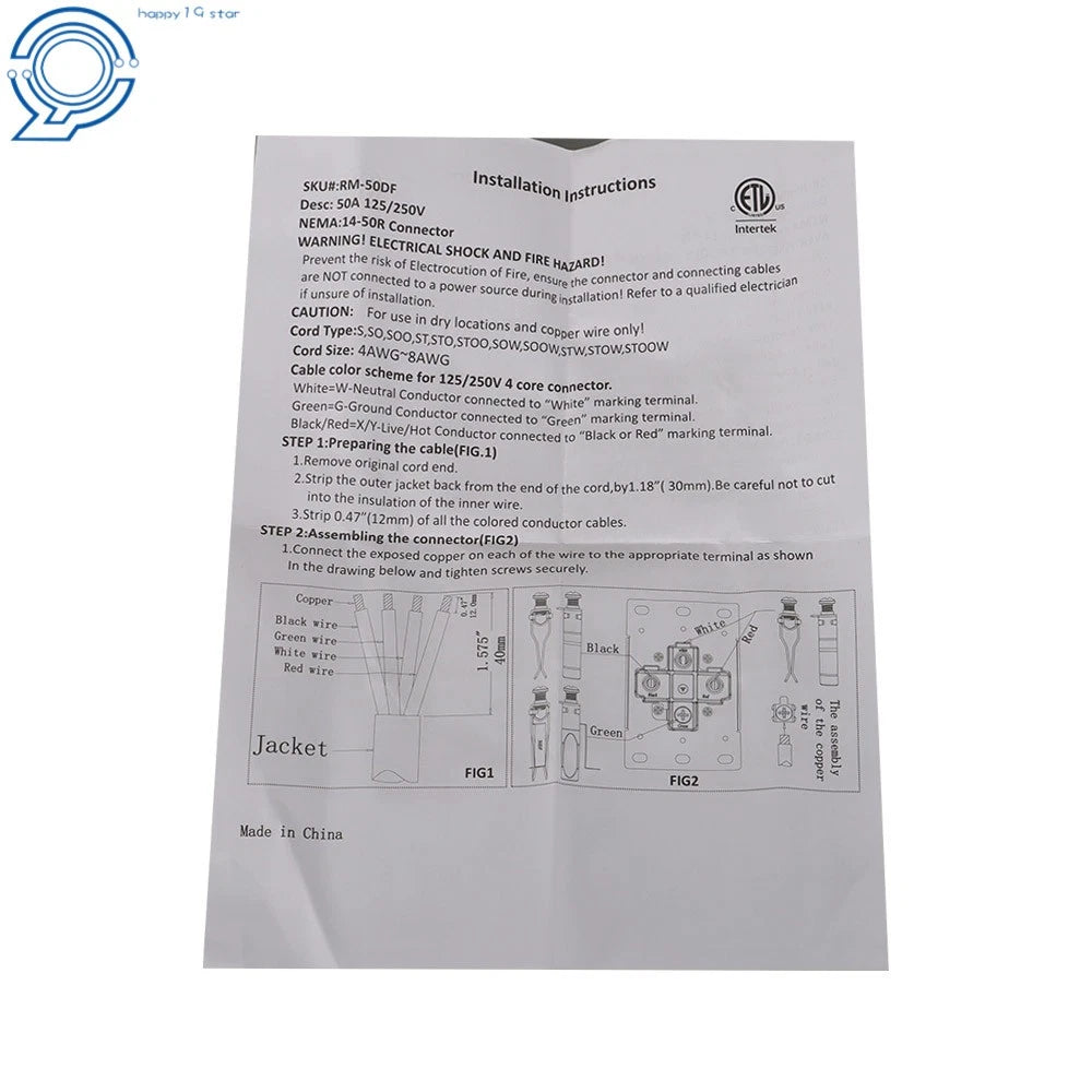 50 Amp Nema 14-50 RV Power Outlet Box for RVs