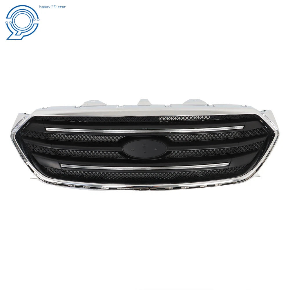 Front Upper Grille for Ford Taurus (2013-2019) Matte Black with Chrome Trim